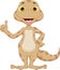 Cute gecko cartoon thumb up on white background