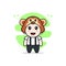 Cute geek boy character wearing monkey costume