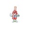 Cute geek gamer champagne red bottle cartoon character style