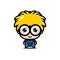 Cute geeky boy cartoon character with glasses