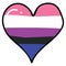 Cute gender fluid heart cartoon  illustration motif set. LGBTQ diversity love elements for pride blog. Trans graphic for