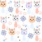 Cute gentle colors kids cats seamless pattern and seamless pattern in swatch menu, vector