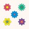 Cute Geometric Flower Icons in Bright and Playful Colors