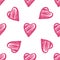 Cute geometric hearts seamless pattern. 14 february wallpaper