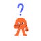 Cute geometric shape, funny puzzled confused circle character with difficult question. Wondering face emotion. Lost