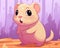 cute gerbil in cartoon style on a pink background.