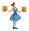 Cute german girl with two giant beers