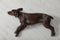 Cute German Shorthaired Pointer dog resting on warm floor, top view. Heating system