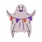Cute Ghost Character as Flying Poltergeist Creature Hold Garland Vector Illustration
