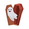 Cute ghost coming out coffin halloween party