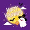 Cute ghost floating for Trick or Treat. Funny spooky boo character.