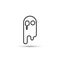 cute ghost icon on white background, halloween concept, horror, haunting, vector illustration