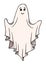 Cute ghost isolated, Halloween happy spirit with arms wide away for hugs