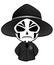 Cute ghost mask wearing a black hat