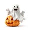cute ghost with pumpkin
