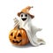 cute ghost with pumpkin