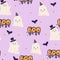 Cute Ghost seamless pattern, kids Halloween digital background.