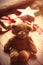 Cute gift, star shaped toy, teddy bear and things for wrapping o