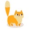 Cute ginger cartoon cat isolated on white background. Simple modern flat style illustration.