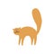 Cute ginger cat stands arched back flat cartoon style