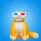 Cute ginger stereoscopic cat. Funny cheerful 3D illustration.