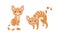 Cute Ginger Striped Kitten as Furry Domestic Pet Growling and Sitting Vector Set