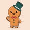 Cute gingerbread cake with Christmas costume mascot design