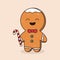 Cute gingerbread cake with Christmas costume mascot design