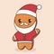 Cute gingerbread cake with Christmas costume mascot design