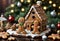 Cute gingerbread Christmas cookie. Generative AI