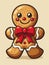 Cute Gingerbread Man with Red Bow