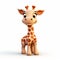 Cute Giraffe 3d Clay Render: Cartoonish Innocence And Lively Facial Expressions