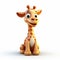 Cute Giraffe 3d Clay Render On White Background