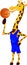 Cute giraffe basketball player cartoon