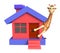 Cute Giraffe cartoon character with home