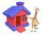 Cute Giraffe cartoon character with home