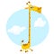 Cute giraffe cartoon. Vector illustration. Giraffe mascot or icon