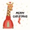 Cute giraffe Christmas card