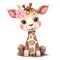 Cute Giraffe Flowers Valentine Watercolor Clipart Illustration AI Generative