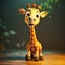 Cute giraffe full body Pixar style, Generative AI