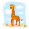 Cute giraffe in nature, cartoon vector illustration