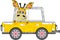 Cute Giraffe in Patterned Car