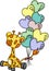 Cute giraffe sitting with heart shaped balloons