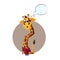 Cute Giraffe Thinking About Something Vector Illustartion