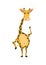 Cute giraffe with waving hand. Flat design for cards, prints, de