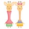 Cute giraffes couple childish characters