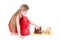 Cute girl 9 years old play in chess