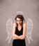 Cute girl with angel illustrated wings