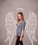 Cute girl with angel illustrated wings