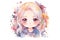 cute girl anime kawaii watercolor Ilustration AI generated